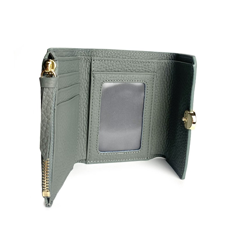 Жіночий шкіряний гаманець Whitney сіро-зелений - 7 фото