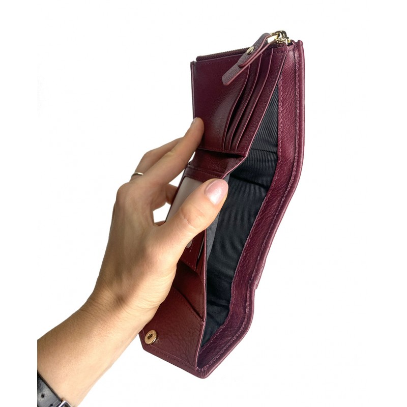 Женский кожаный кошелек Belinda красный - 4 фото