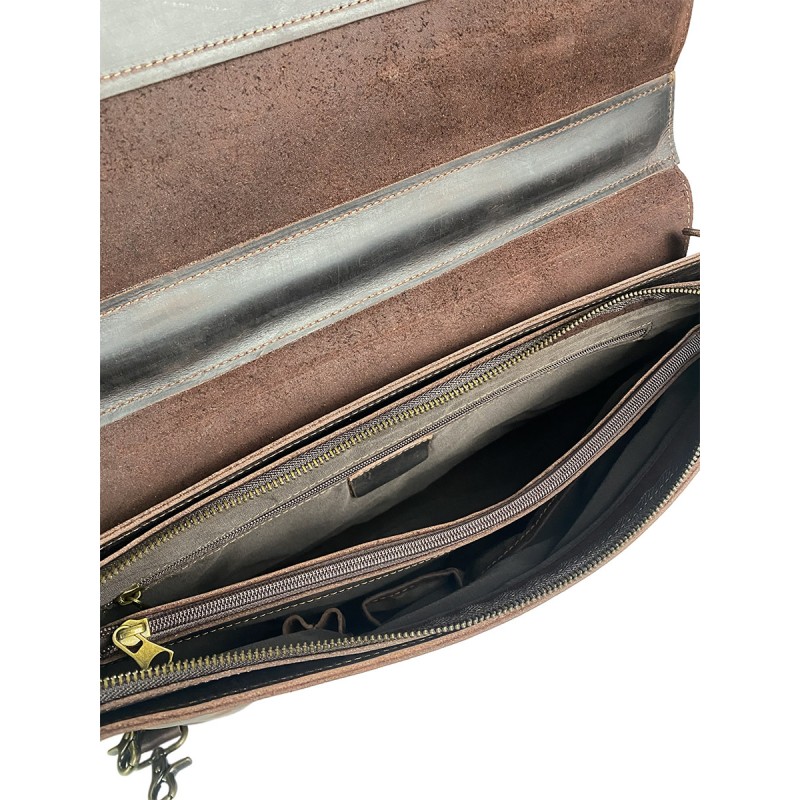 Чоловічий шкіряний портфель Benjamin темно-коричневий - 8 фото