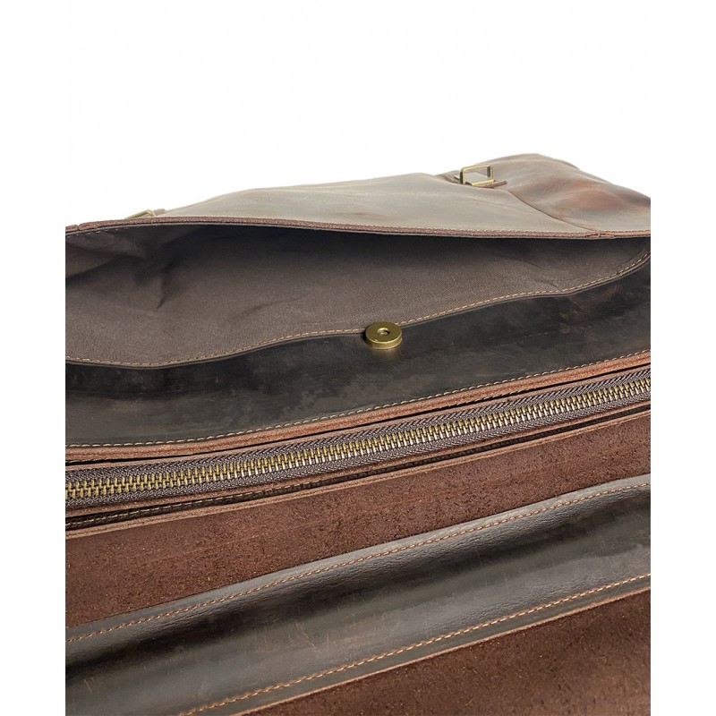 Чоловічий шкіряний портфель Benjamin темно-коричневий - 9 фото