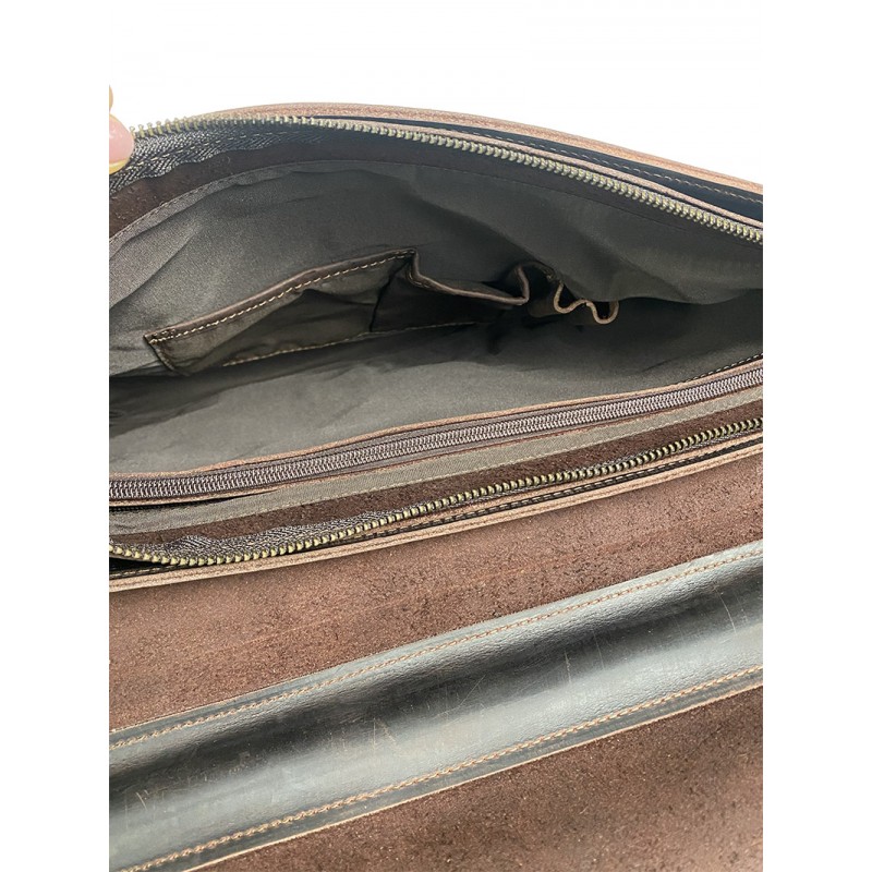 Чоловічий шкіряний портфель Benjamin темно-коричневий - 10 фото