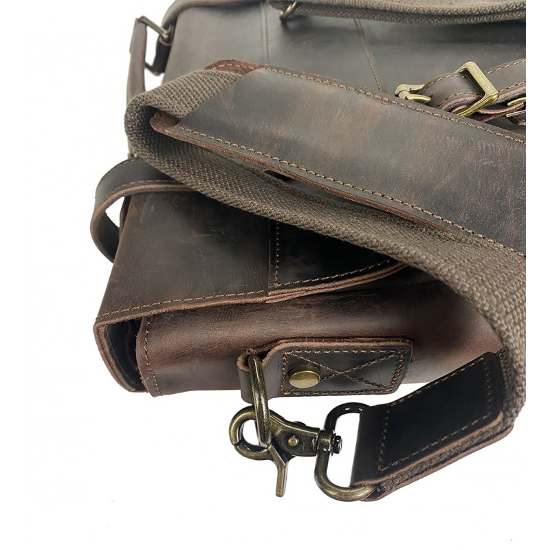 Чоловічий шкіряний портфель Benjamin темно-коричневий - 12 фото