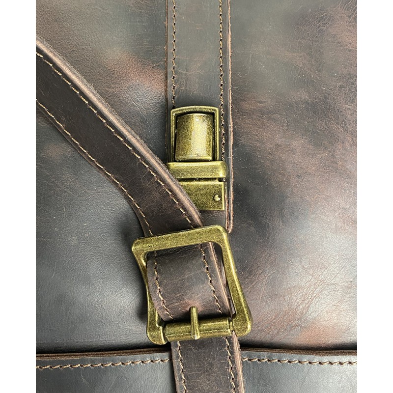 Чоловічий шкіряний портфель Benjamin темно-коричневий - 14 фото