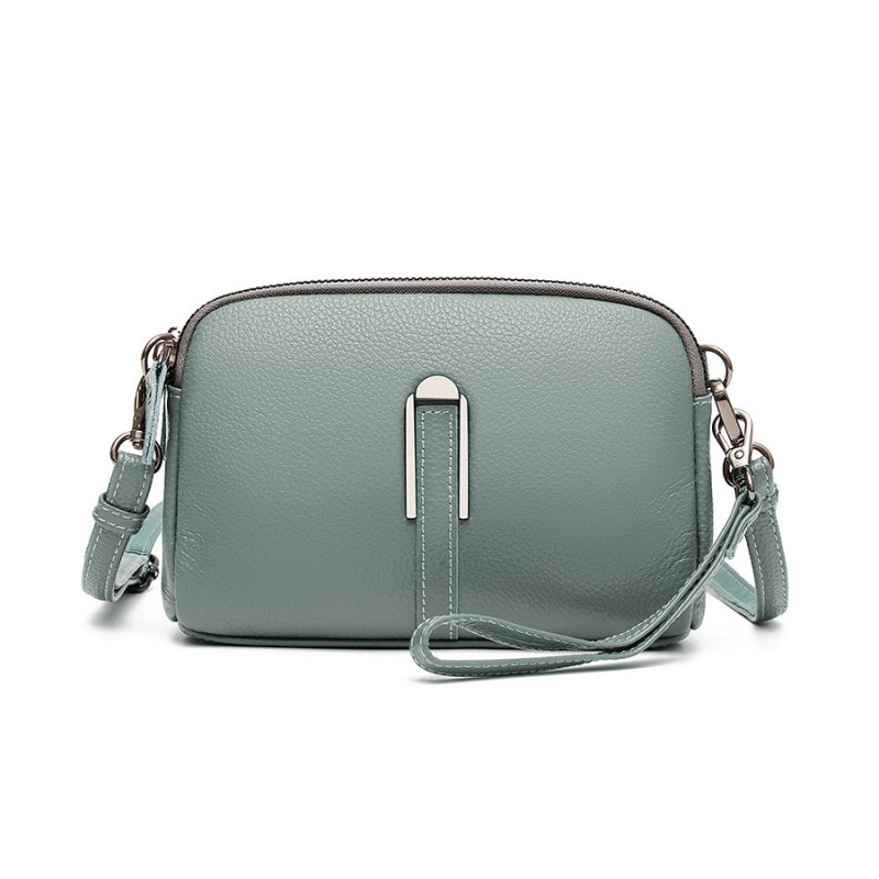 Жіноча шкіряна сумка через плече Vanessa сіро-блакитна фото