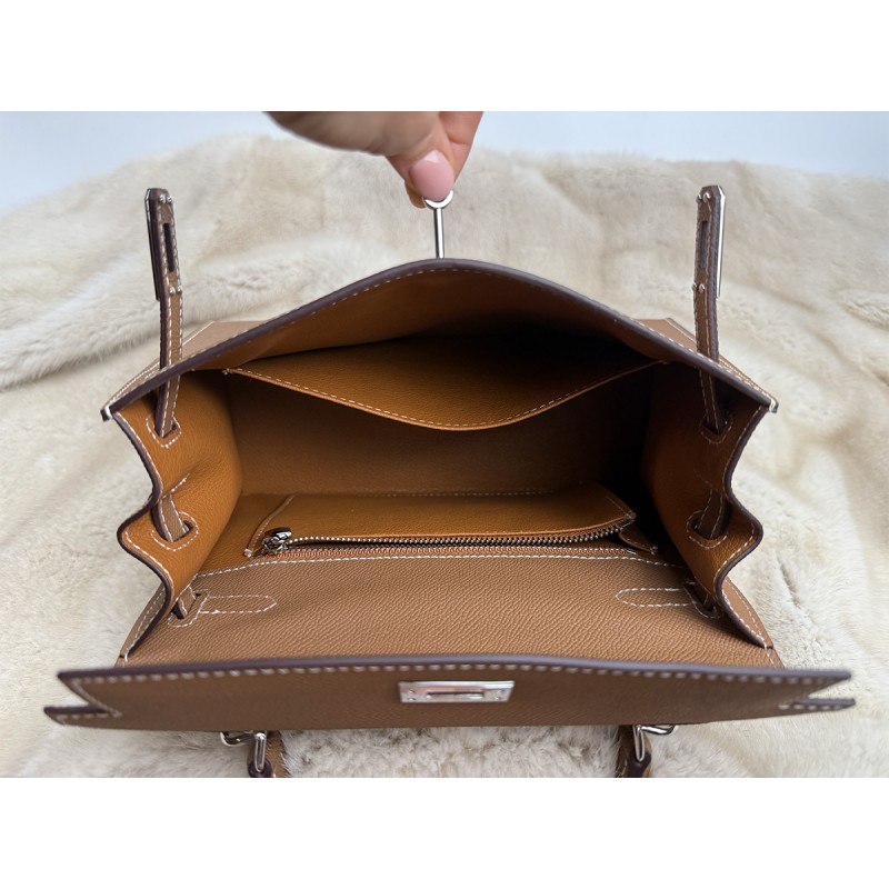 Женская кожаная сумка Kelly 25 коричневая- 3 Женская кожаная сумка Kelly 25 коричневая - 3 фото