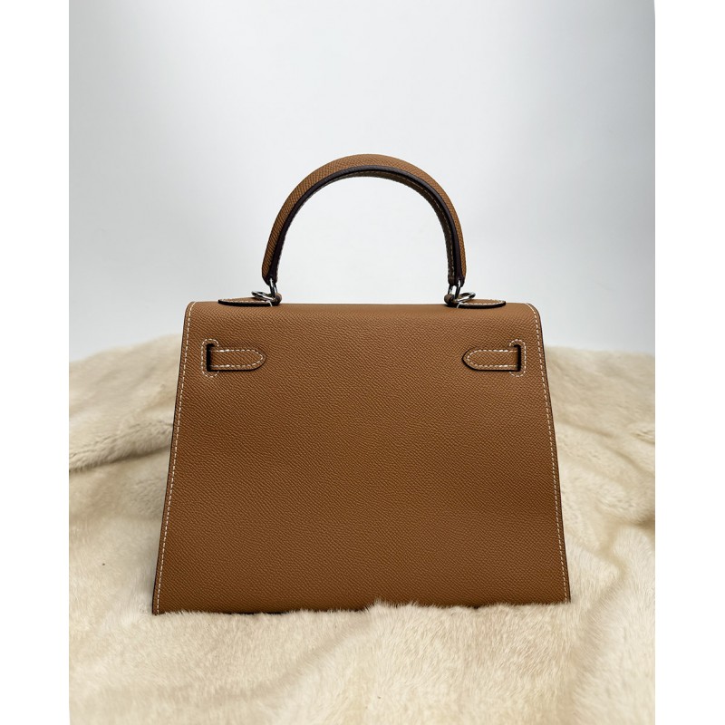 Жіноча шкіряна сумка Kelly 25 коричнева- 4 Жіноча шкіряна сумка Kelly 25 коричнева - 4 фото