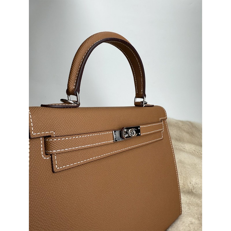 Женская кожаная сумка Kelly 25 коричневая- 10 Женская кожаная сумка Kelly 25 коричневая - 10 фото