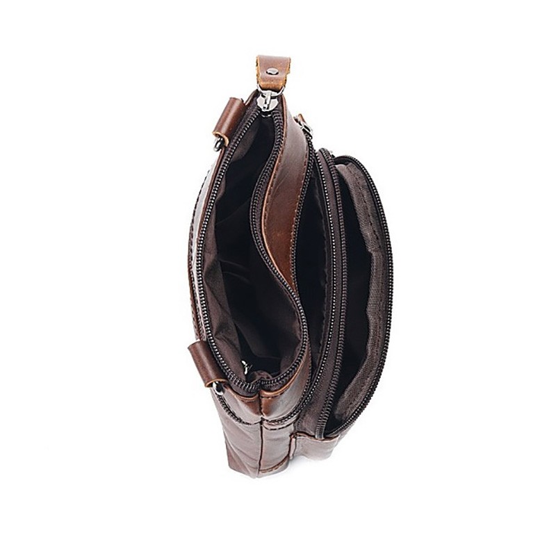 Мужская кожаная сумка-барсетка Owen через плечо коричневая - 6 фото