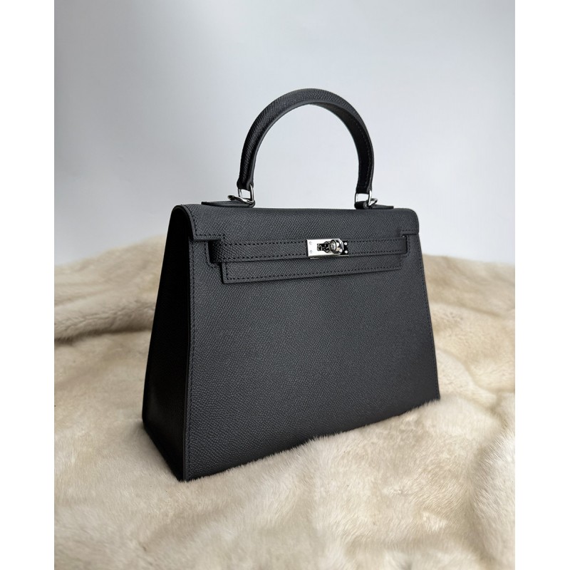 Жіноча шкіряна сумка Kelly 25 чорна- 7 Жіноча шкіряна сумка Kelly 25 чорна - 7 фото