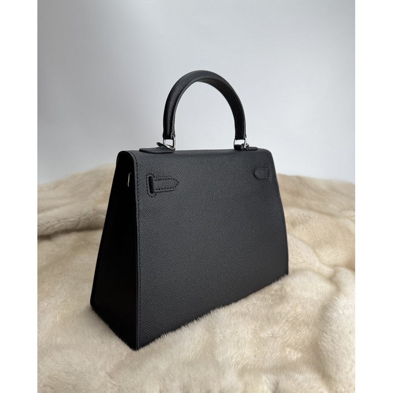 Жіноча шкіряна сумка Kelly 25 чорна- 5 Жіноча шкіряна сумка Kelly 25 чорна - 5 фото