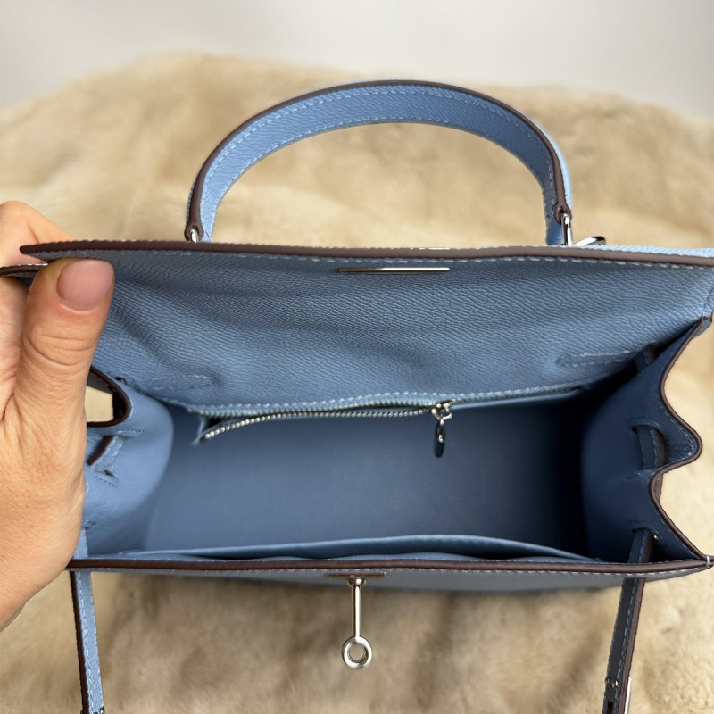 Жіноча шкіряна сумка Kelly 25 блакитна- 8 Жіноча шкіряна сумка Kelly 25 блакитна - 8 фото