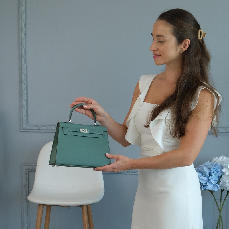 Женская кожаная сумка Kelly 25 бирюзовая- 7 Женская кожаная сумка Kelly 25 бирюзовая - 7 фото