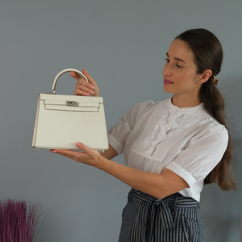 Жіноча шкіряна сумка Kelly 25 біла- 11 Жіноча шкіряна сумка Kelly 25 біла - 11 фото