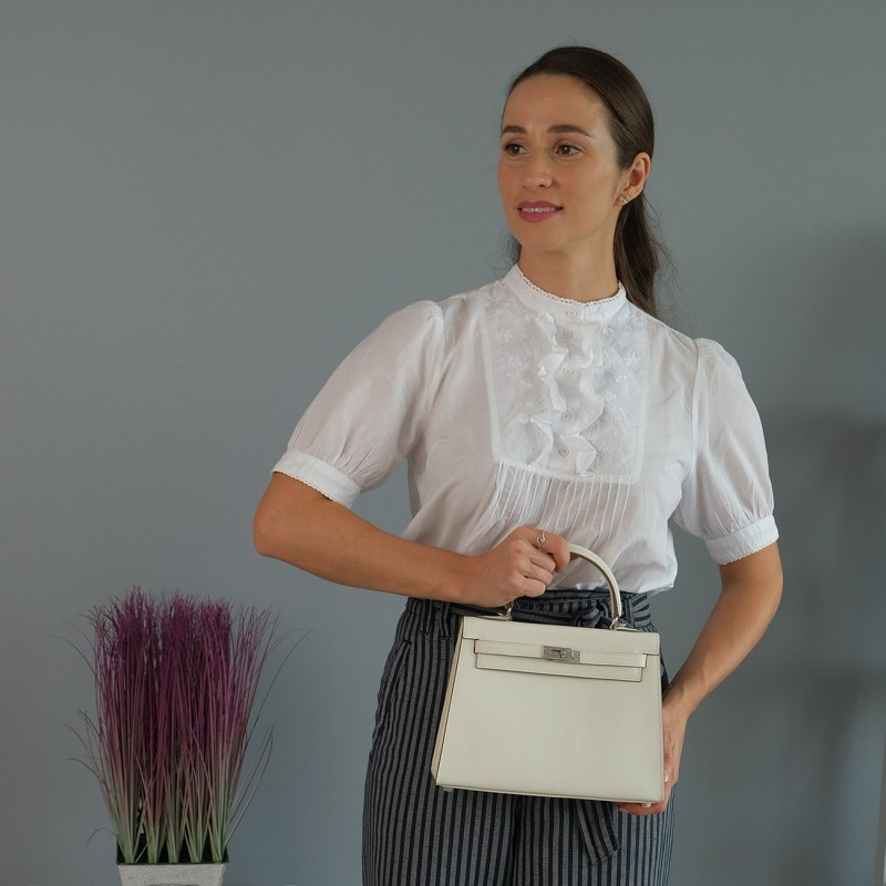 Жіноча шкіряна сумка Kelly 25 біла- 12 Жіноча шкіряна сумка Kelly 25 біла - 12 фото