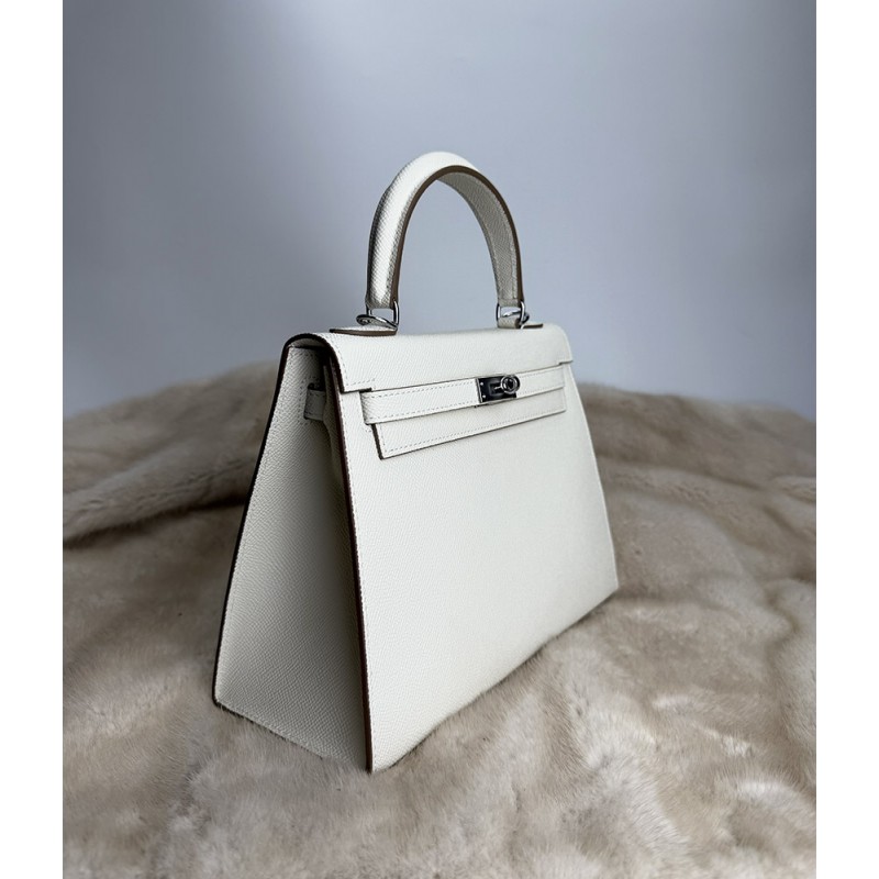 Женская кожаная сумка Kelly 25 белая- 13 Женская кожаная сумка Kelly 25 белая - 13 фото