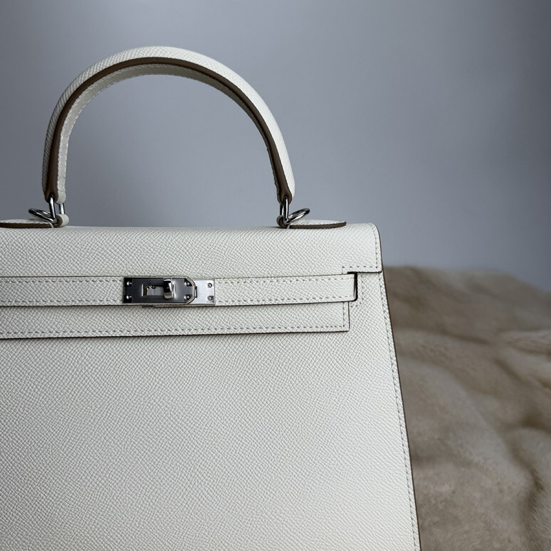 Женская кожаная сумка Kelly 25 белая- 5 Женская кожаная сумка Kelly 25 белая - 5 фото