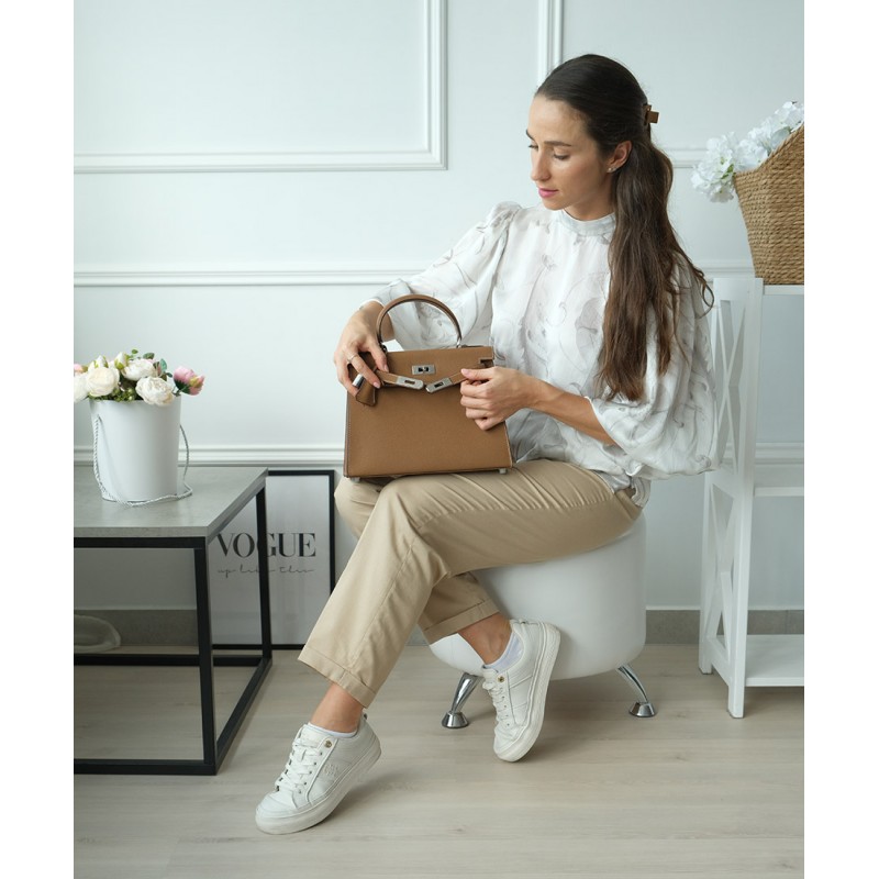 Женская кожаная сумка Kelly 28 коричневая- 3 Женская кожаная сумка Kelly 28 коричневая - 3 фото