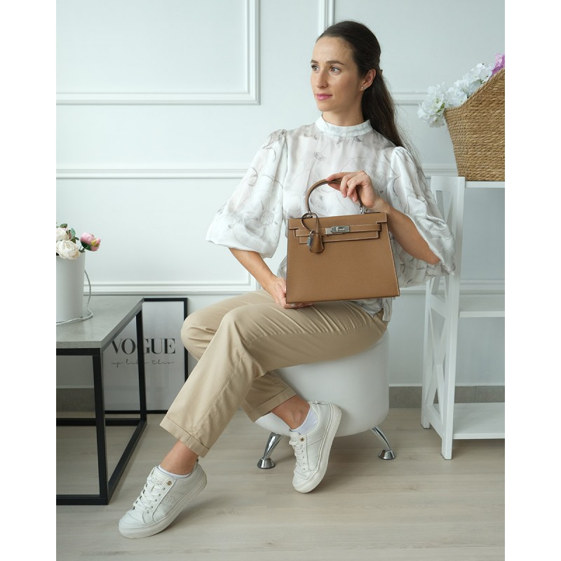 Жіноча шкіряна сумка Kelly 28 коричнева- 11 Жіноча шкіряна сумка Kelly 28 коричнева - 11 фото