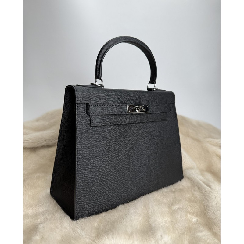 Жіноча шкіряна сумка Kelly 28 чорна- 8 Жіноча шкіряна сумка Kelly 28 чорна - 8 фото