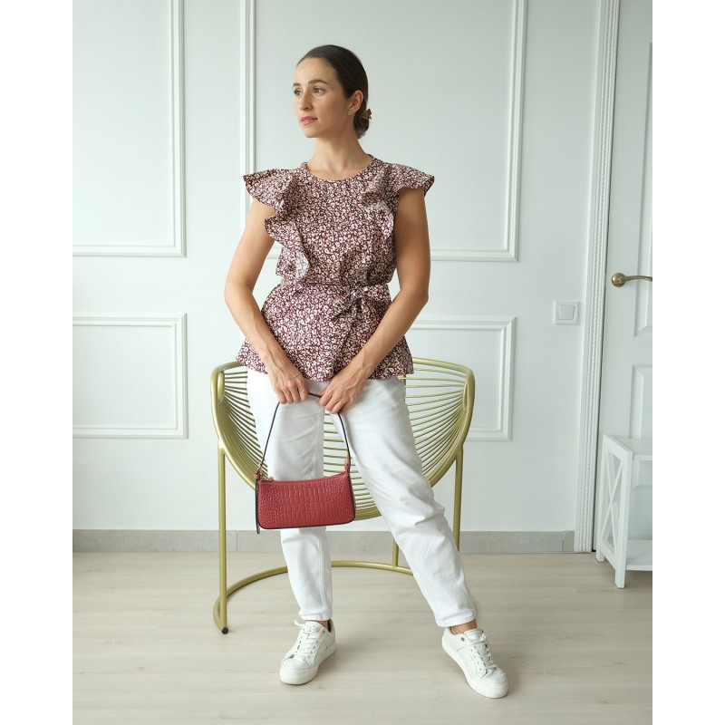 Жіноча шкіряна сумка Ella червона - 2 фото