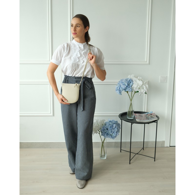 Женская кожаная сумка через плечо Cheryl молочная - 2 фото