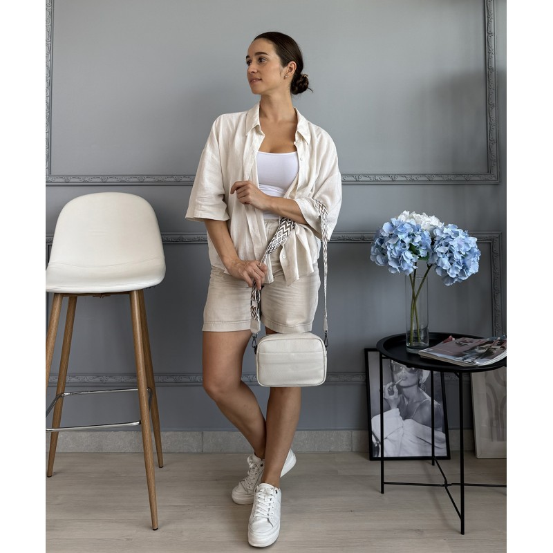 Женская кожаная сумка через плечо Marilyn бело-молочная - 4 фото