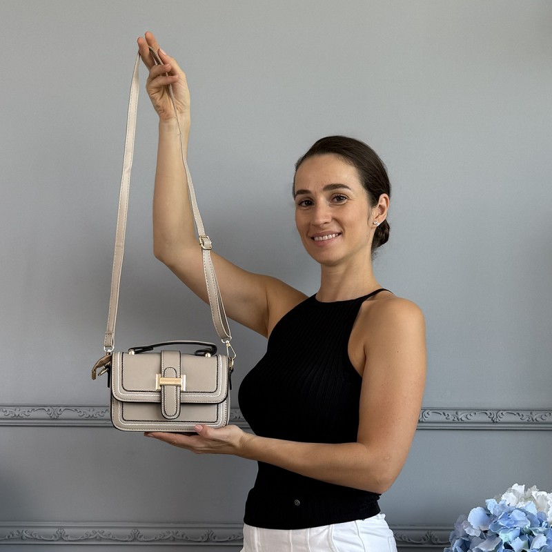 Женская сумка кросс боди Melissa бежевая - 6 фото