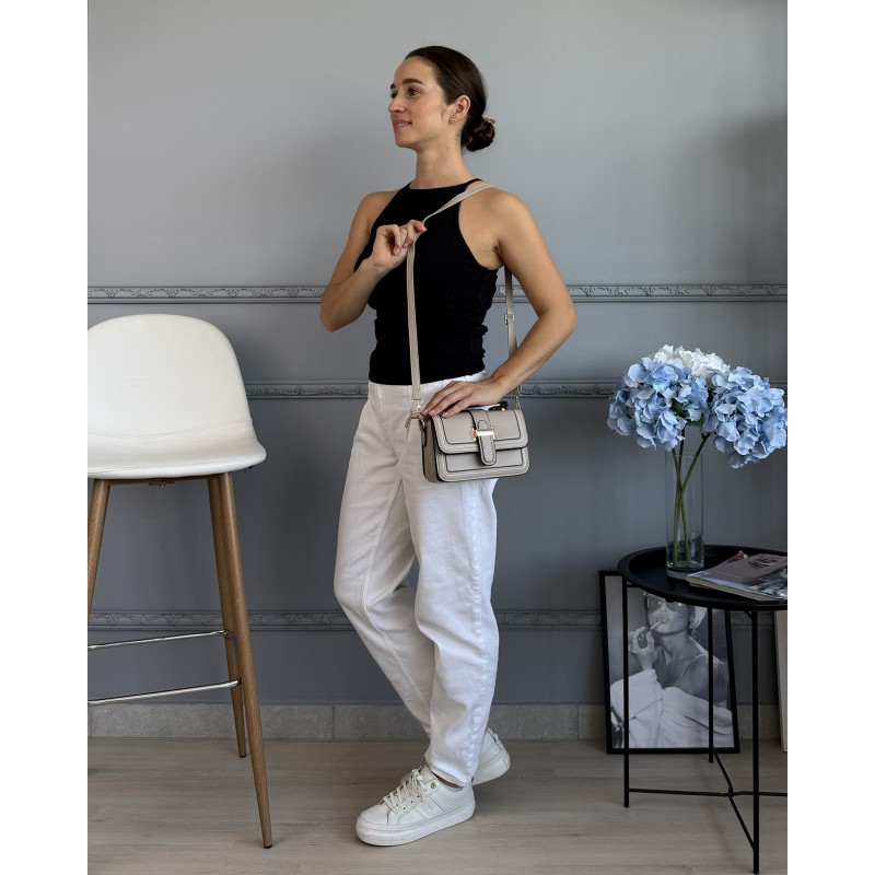 Женская сумка кросс боди Melissa бежевая - 7 фото