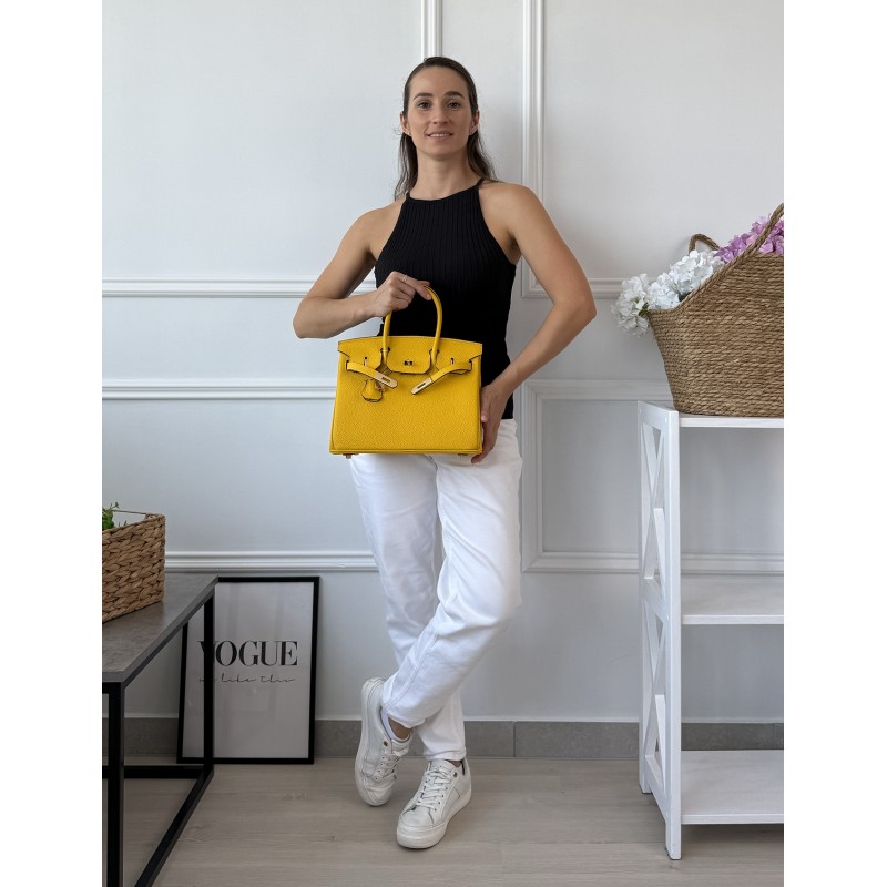 Жіноча шкіряна сумка Brigitte 30 жовта - 3 фото