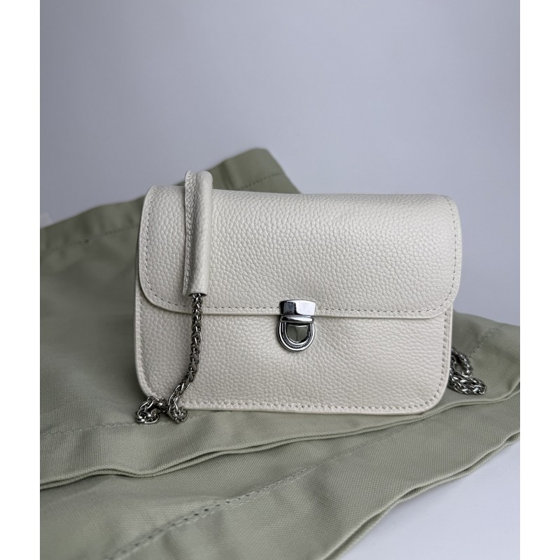 Женская кожаная сумка-клатч Erin молочная - 8 фото