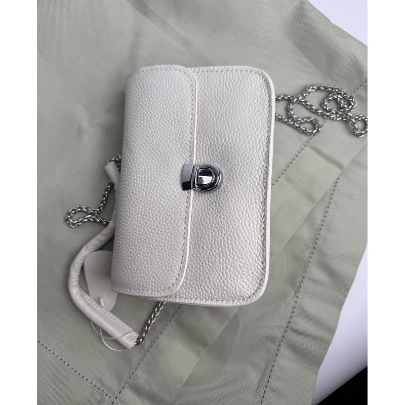 Женская кожаная сумка-клатч Erin молочная - 9 фото