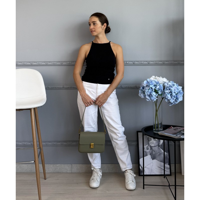 Жіноча шкіряна сумка месенджер Claire фісташкова - 2 фото