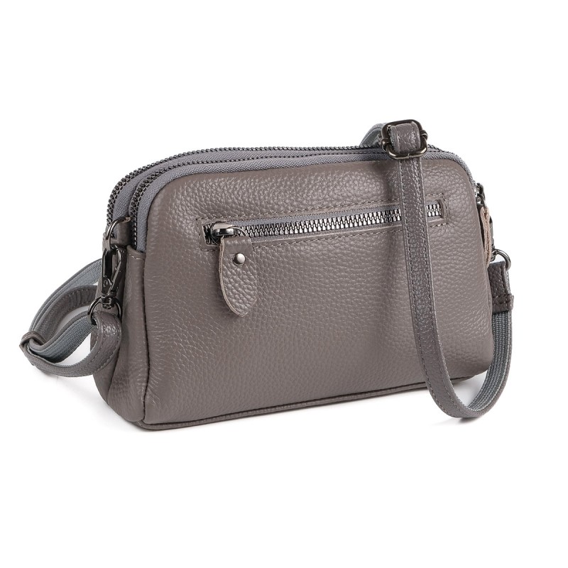 Жіноча шкіряна сумка через плече Federica бежева - 11 фото