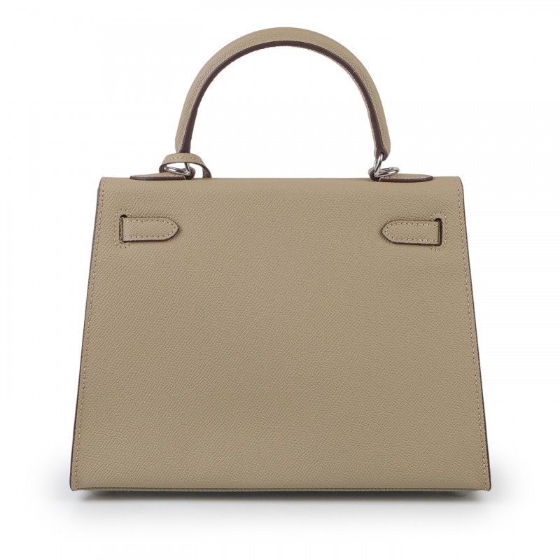 Женская кожаная сумка Kelly 25 бежевая - 3 фото