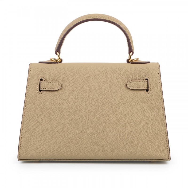 Женская кожаная сумка Kelly 22 бежевая - 1 фото