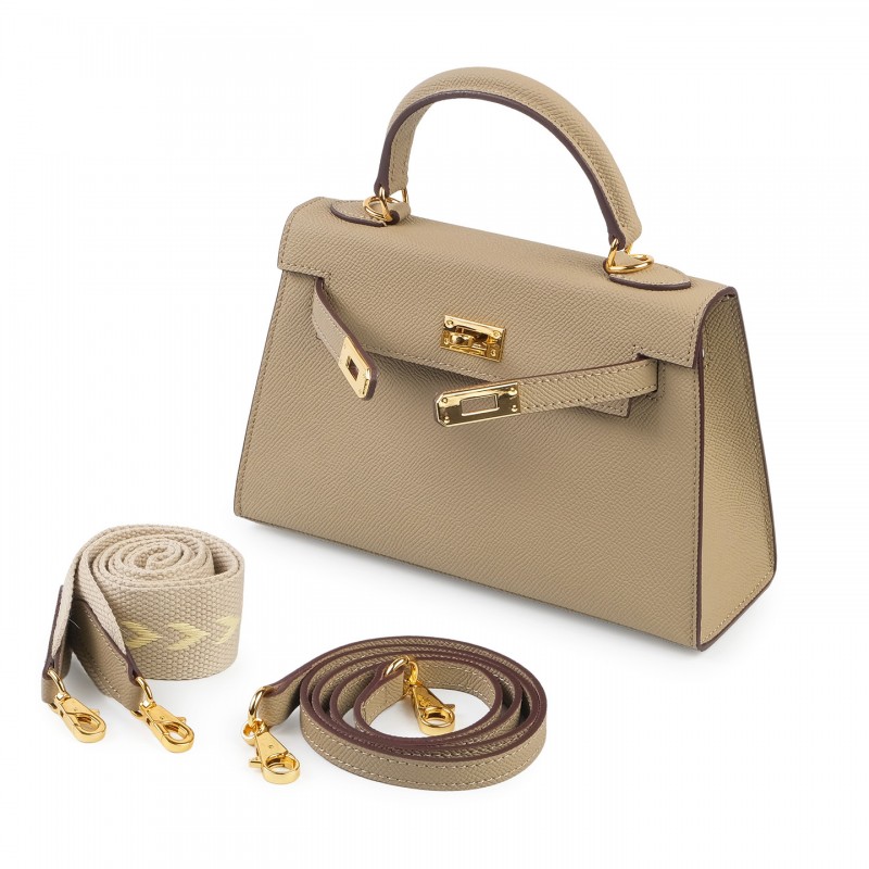 Жіноча шкіряна сумка Kelly 22 бежева - 2 фото