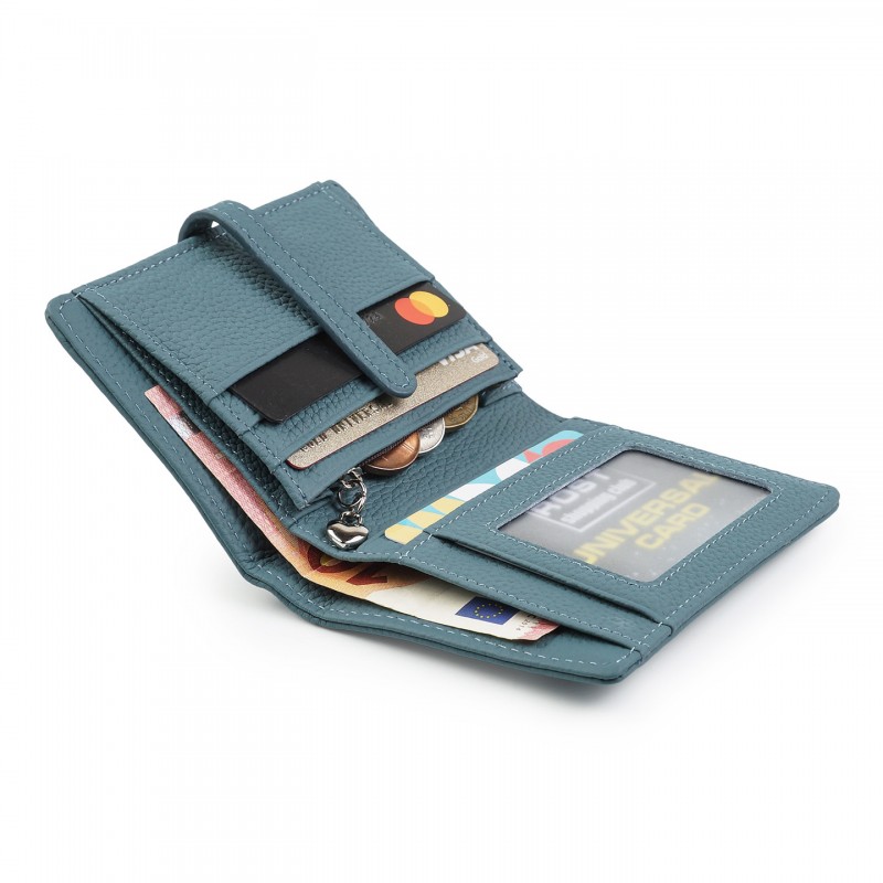 Женский кожаный кошелек Annie голубой - 1 фото