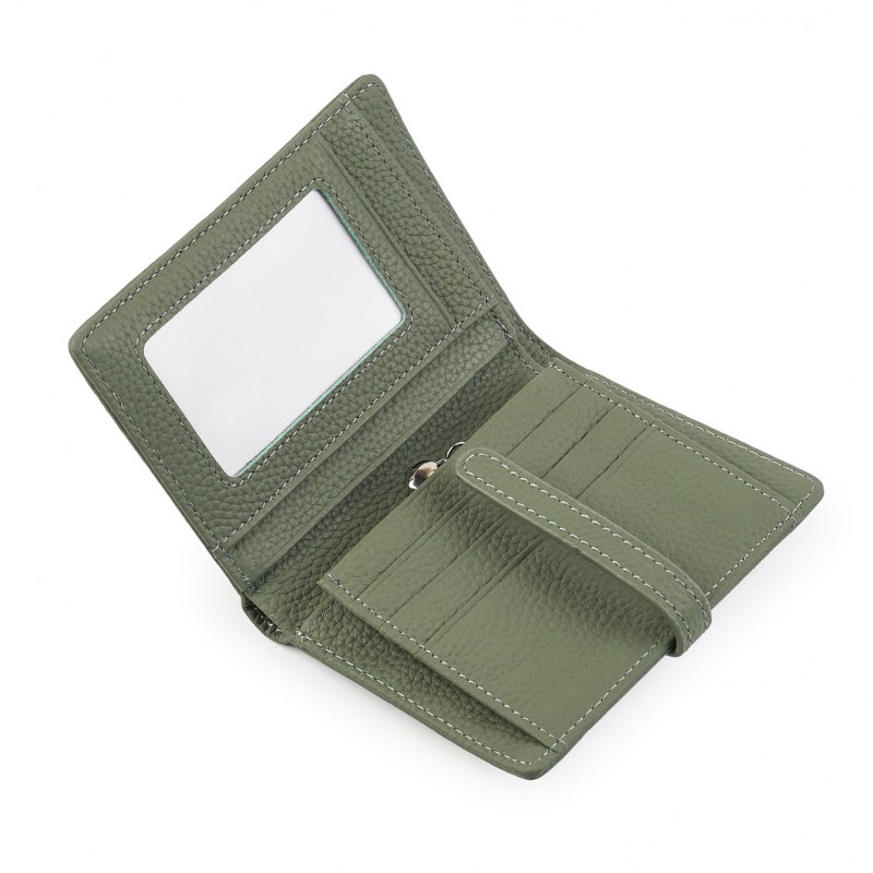 Женский кожаный кошелек Annie серо-зеленый - 2 фото