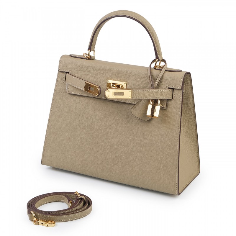 Женская кожаная сумка Kelly 28 бежевая - 1 фото