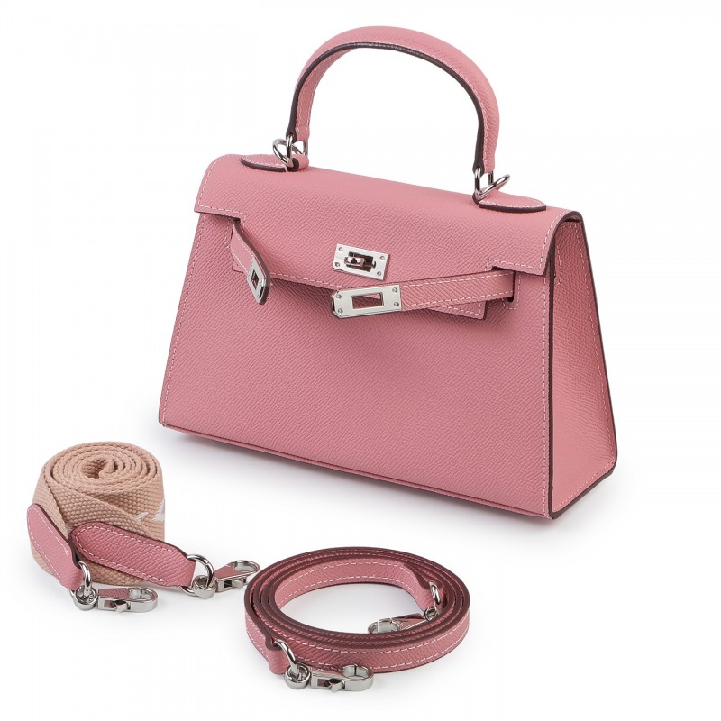 Женская кожаная сумка Kelly 22 светло-розовая - 1 фото