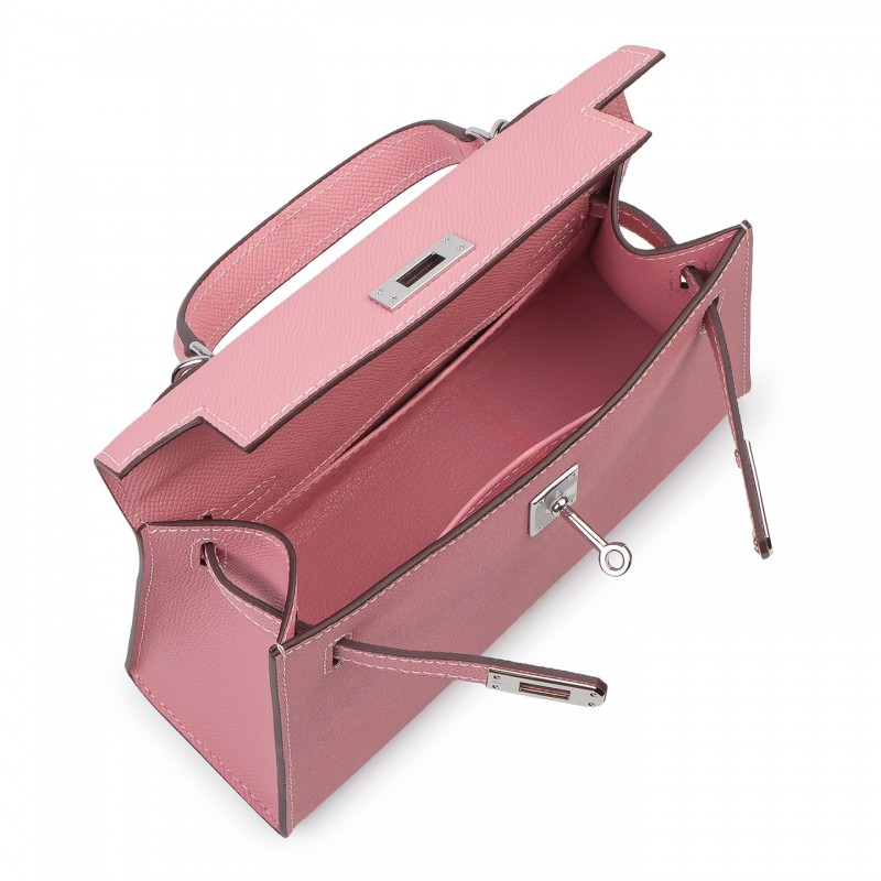 Жіноча шкіряна сумка Kelly 22 світло-рожева - 2 фото