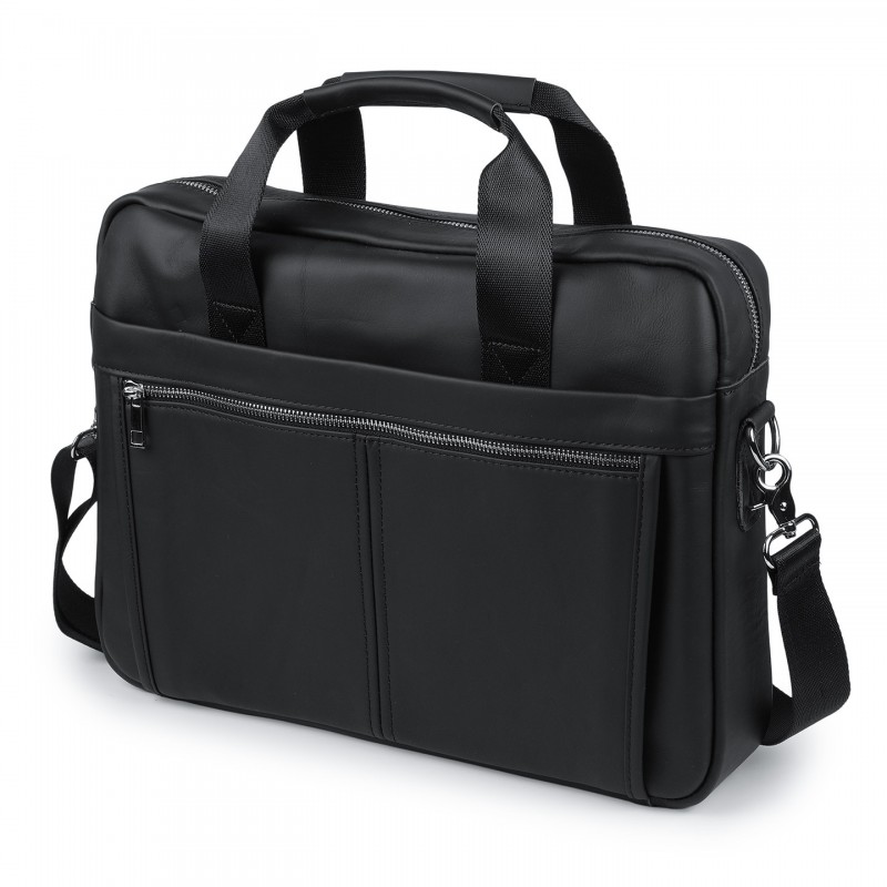 Чоловіча шкіряна сумка для ноутбука Mortimer 15,6 чорна - 3 фото