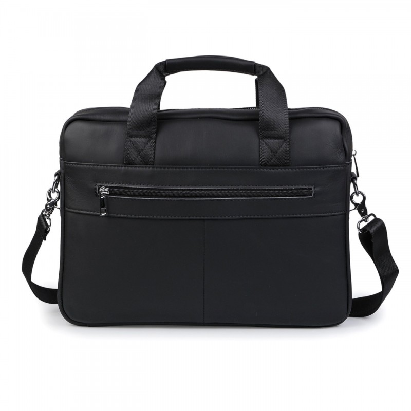 Мужская кожаная сумка для ноутбука Mortimer 15,6 черная - 4 фото