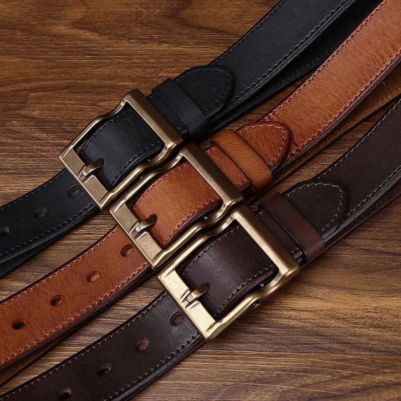 Мужской кожаный ремень Clayton темно-коричневый - 5 фото