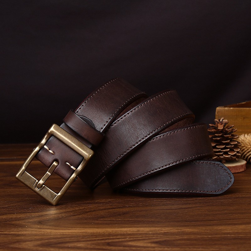 Чоловічий шкіряний ремінь Clayton темно-коричневий - 2 фото