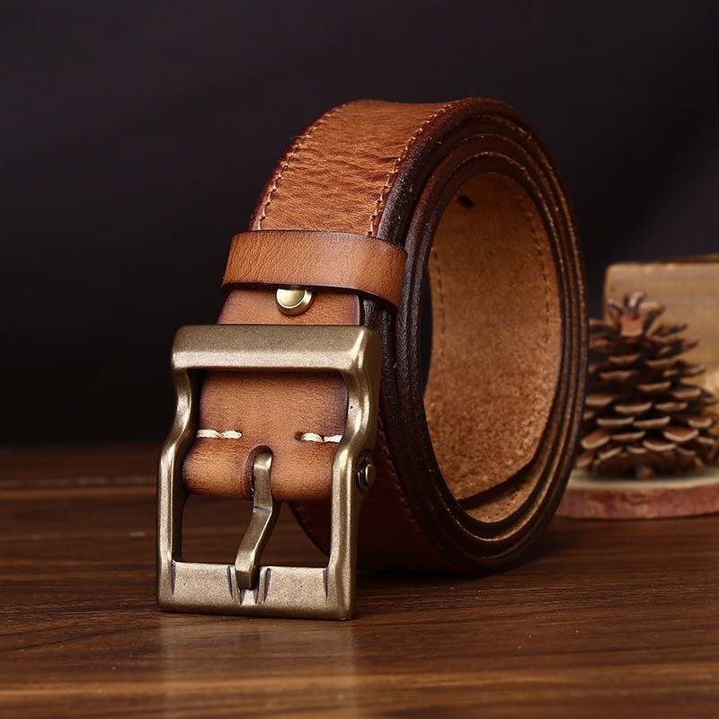 Мужской кожаный ремень Clayton светло-коричневый фото