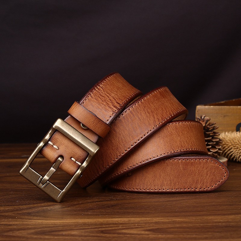 Мужской кожаный ремень Clayton светло-коричневый - 2 фото