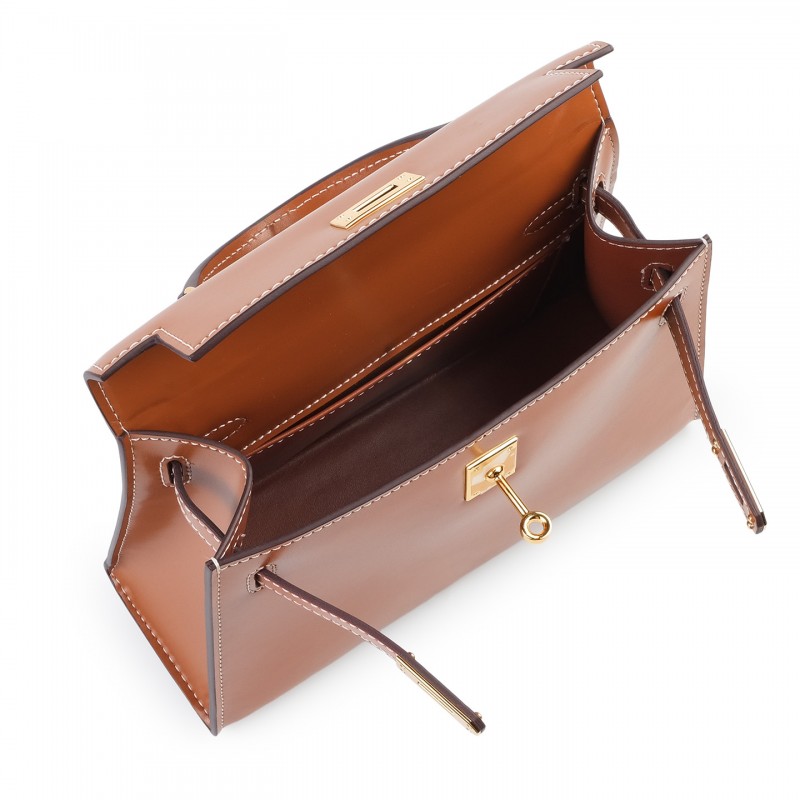 Жіноча шкіряна сумка Nicole 22 світло-коричнева - 4 фото