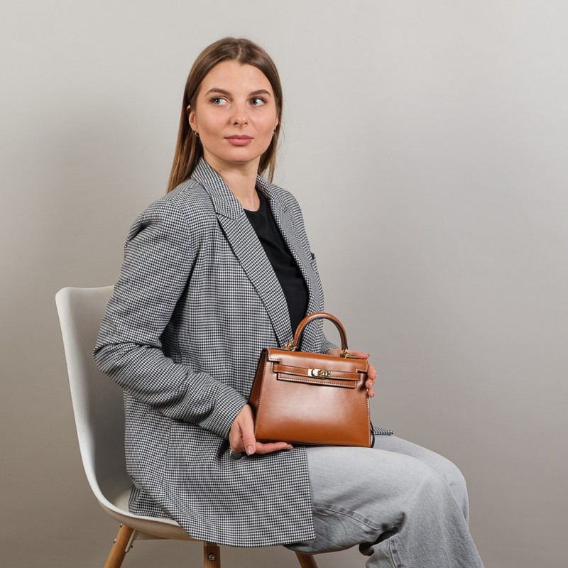 Жіноча шкіряна сумка Nicole 22 світло-коричнева - 2 фото