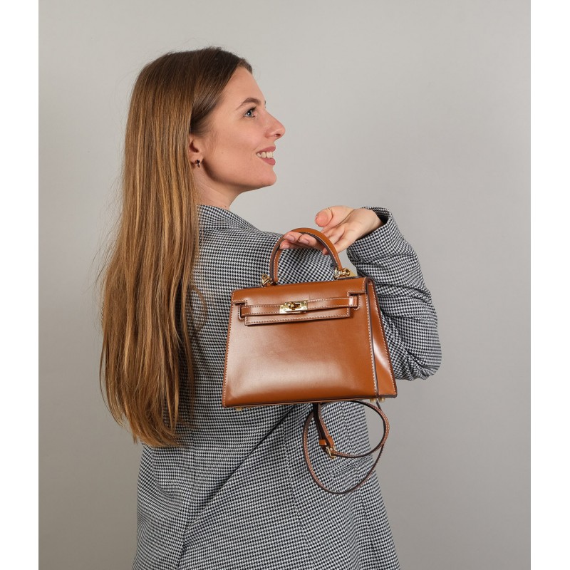 Жіноча шкіряна сумка Nicole 22 світло-коричнева - 1 фото